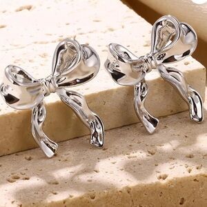 Silver Bow Earrings